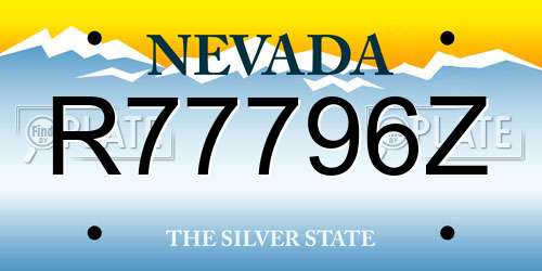 R77796Z Nevada License Plate