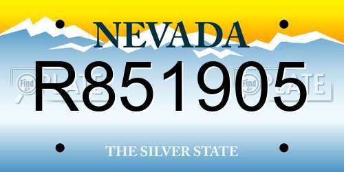 R851905 Nevada License Plate