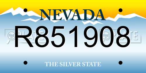 R851908 Nevada License Plate