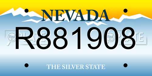 R881908 Nevada License Plate