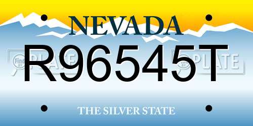 R96545T Nevada License Plate