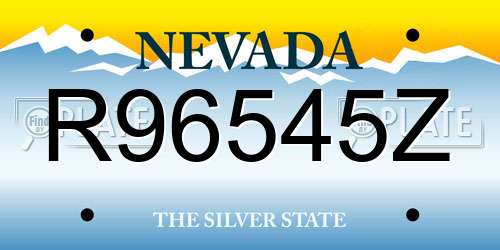 R96545Z Nevada License Plate