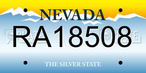 RA18508 Nevada License Plate