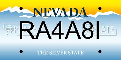 RA4A8I Nevada License Plate