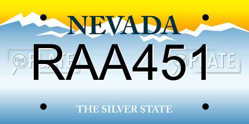 RAA451 Nevada License Plate