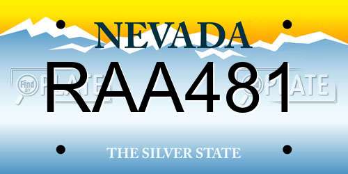 RAA481 Nevada License Plate