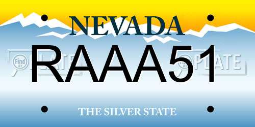 RAAA51 Nevada License Plate