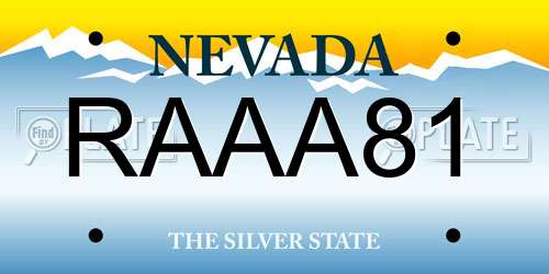 RAAA81 Nevada License Plate