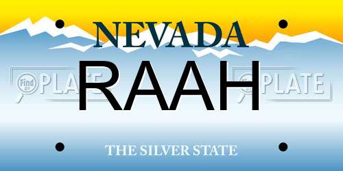 RAAH Nevada License Plate