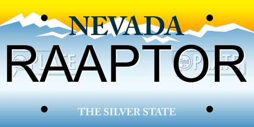 RAAPTOR Nevada License Plate