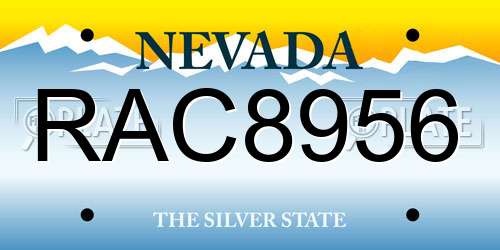 RAC8956 Nevada License Plate