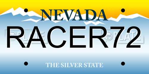 RACER72 Nevada License Plate