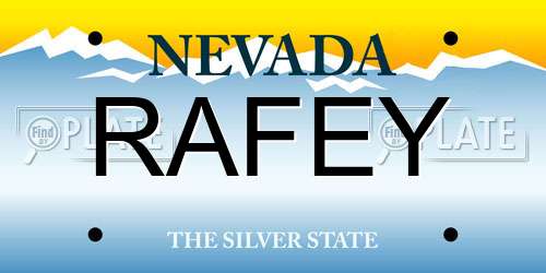 RAFEY Nevada License Plate