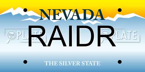RAIDR Nevada License Plate