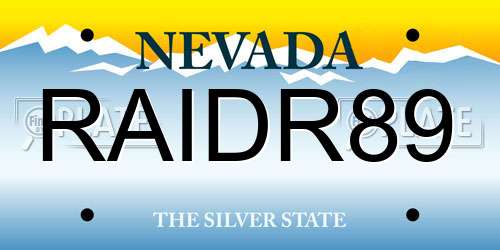 RAIDR89 Nevada License Plate