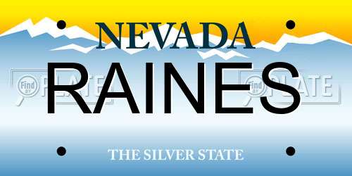RAINES Nevada License Plate
