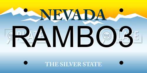 RAMBO3 Nevada License Plate