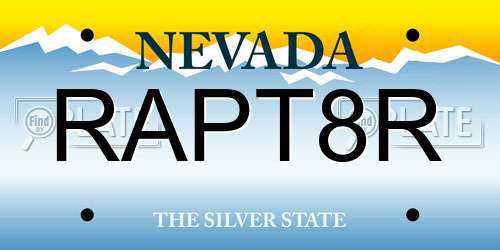 RAPT8R Nevada License Plate