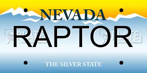 RAPTOR Nevada License Plate