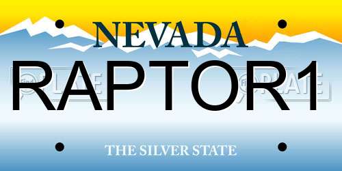 RAPTOR1 Nevada License Plate