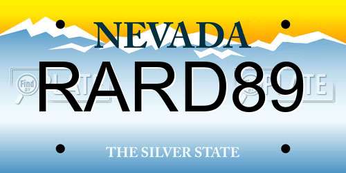 RARD89 Nevada License Plate