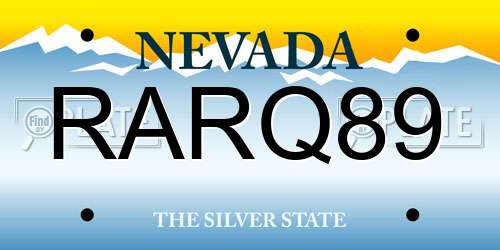 RARQ89 Nevada License Plate
