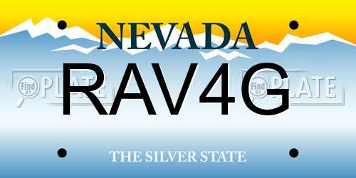 RAV4G Nevada License Plate