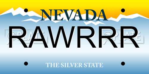 RAWRRR Nevada License Plate