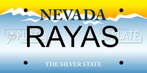 RAYAS Nevada License Plate