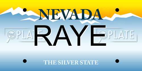 RAYE Nevada License Plate