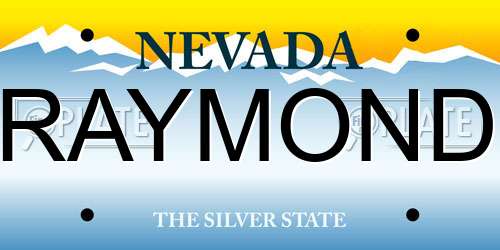 RAYMOND Nevada License Plate