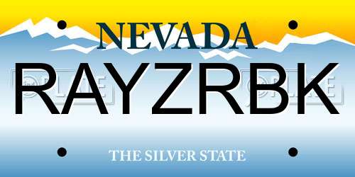 RAYZRBK Nevada License Plate