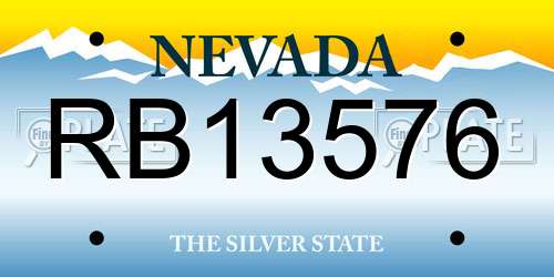 RB13576 Nevada License Plate