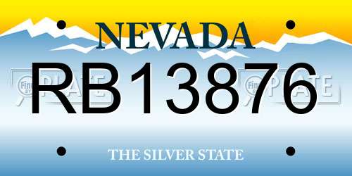 RB13876 Nevada License Plate