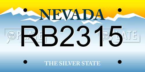 RB2315 Nevada License Plate