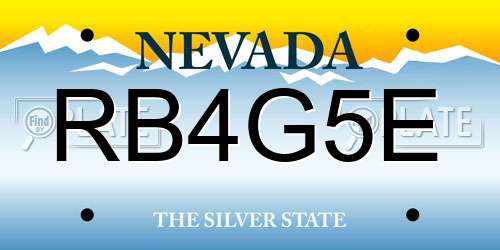 RB4G5E Nevada License Plate