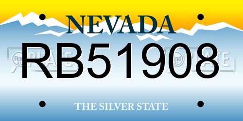 RB51908 Nevada License Plate