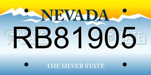 RB81905 Nevada License Plate