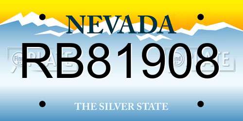 RB81908 Nevada License Plate
