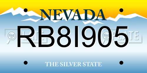 RB8I905 Nevada License Plate