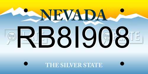 RB8I908 Nevada License Plate