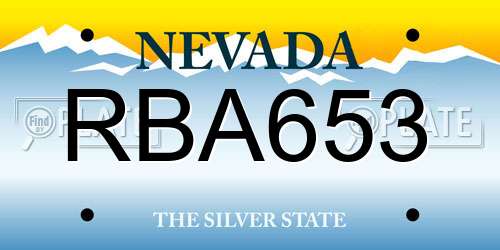 RBA653 Nevada License Plate