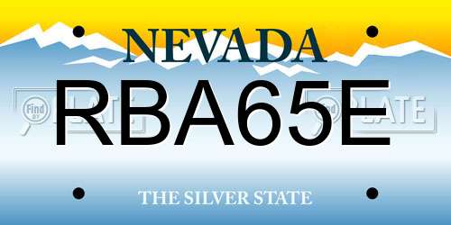 RBA65E Nevada License Plate