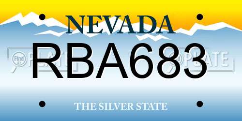 RBA683 Nevada License Plate
