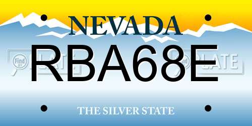 RBA68E Nevada License Plate