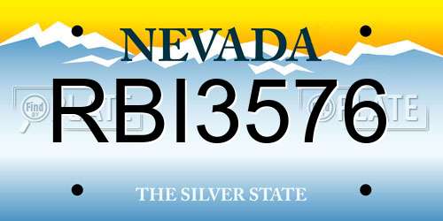 RBI3576 Nevada License Plate
