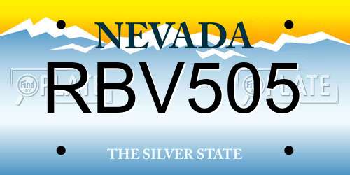 RBV505 Nevada License Plate