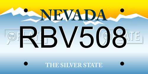 RBV508 Nevada License Plate