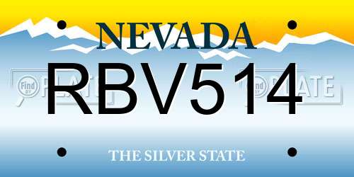 RBV514 Nevada License Plate