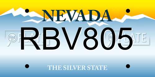 RBV805 Nevada License Plate
